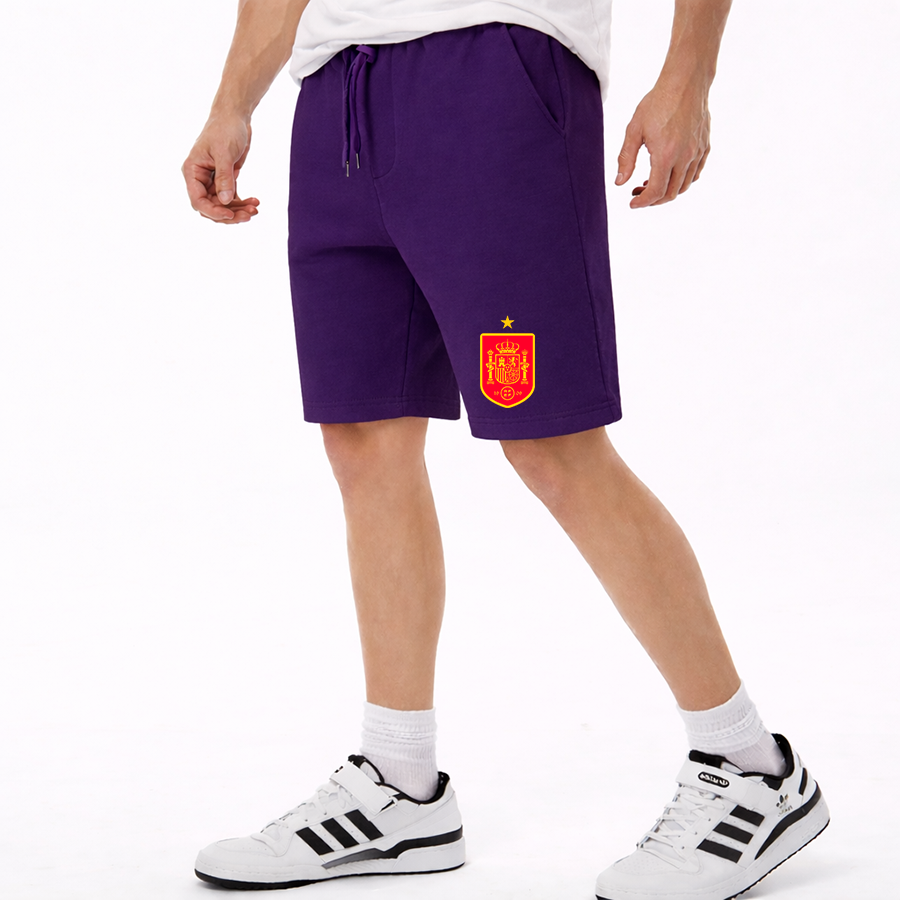 Men's Spain Red Logo National Soccer Team Athletic Fleece Shorts