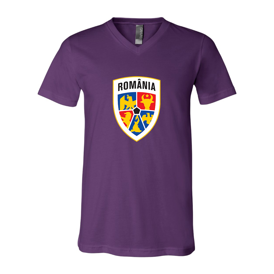 Men’s  Romania National Soccer Team - BELLA + CANVAS - Jersey V-Neck Tee - 3005