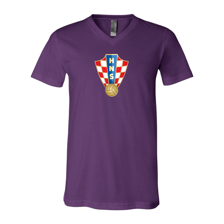 Men’s Croatia National Soccer Team - BELLA + CANVAS - Jersey V-Neck Tee - 3005
