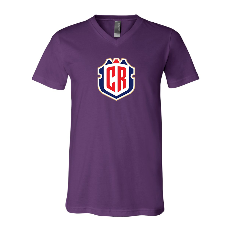 Men’s Costa Rica National Soccer Team - BELLA + CANVAS - Jersey V-Neck Tee - 3005