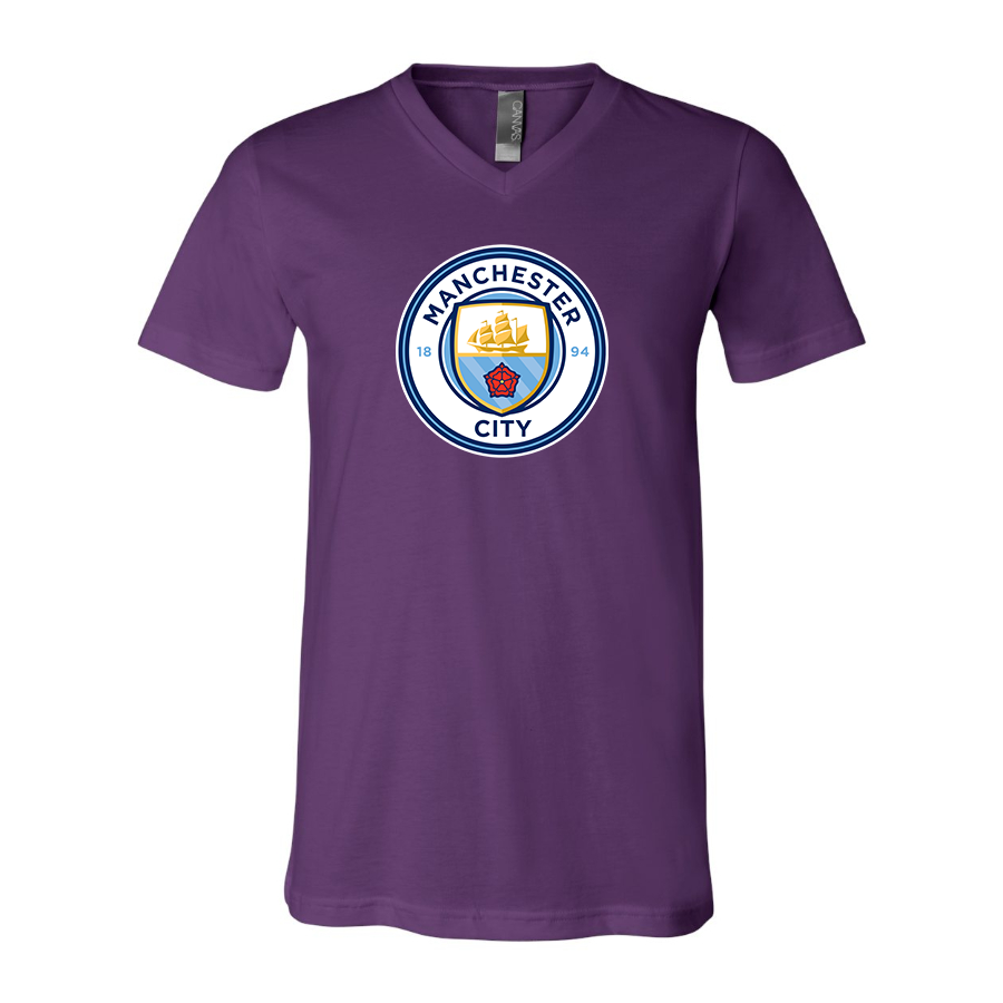 Men’s  Manchester City Soccer - BELLA + CANVAS - Jersey V-Neck Tee - 3005