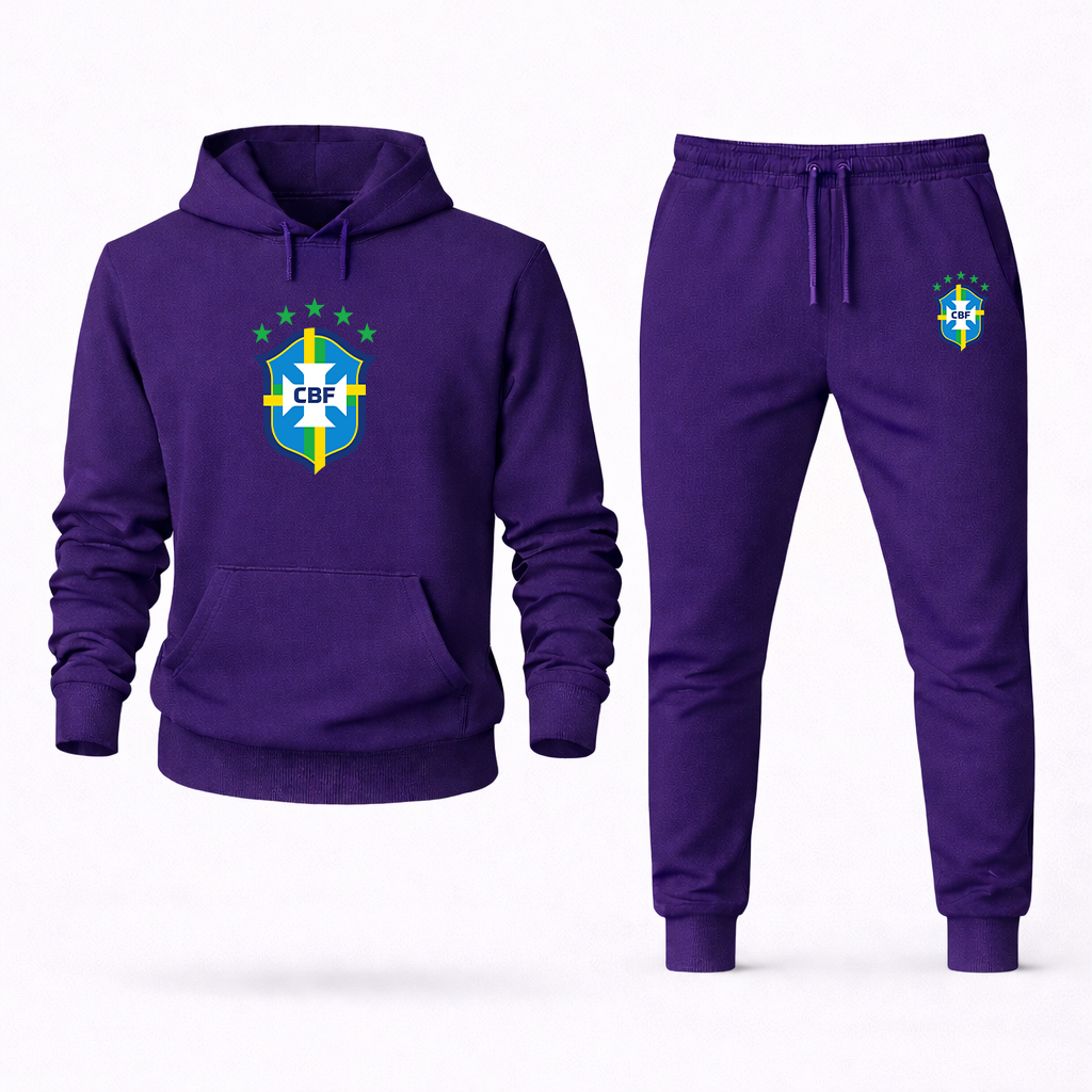 Men's Brazil National Soccer Team Hoodie Joggers Set