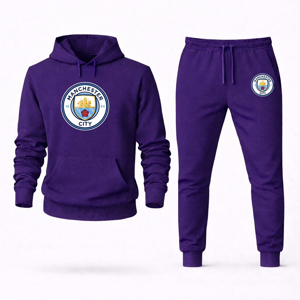Men's Manchester City Soccer Logo Hoodie Joggers Set