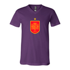 Men’s Spain Red Logo National Soccer Team   - BELLA + CANVAS - Jersey V-Neck Tee - 3005