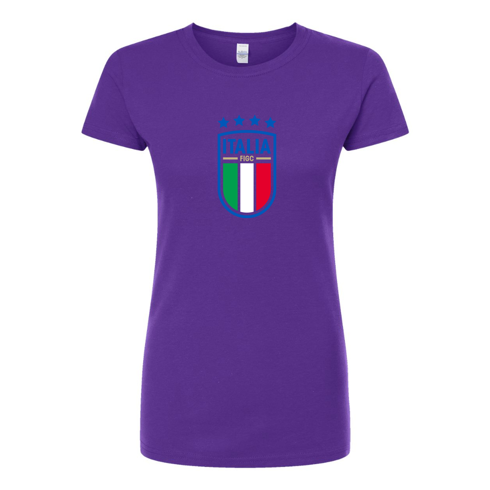 Women's Italy National Soccer Round Neck T-Shirt