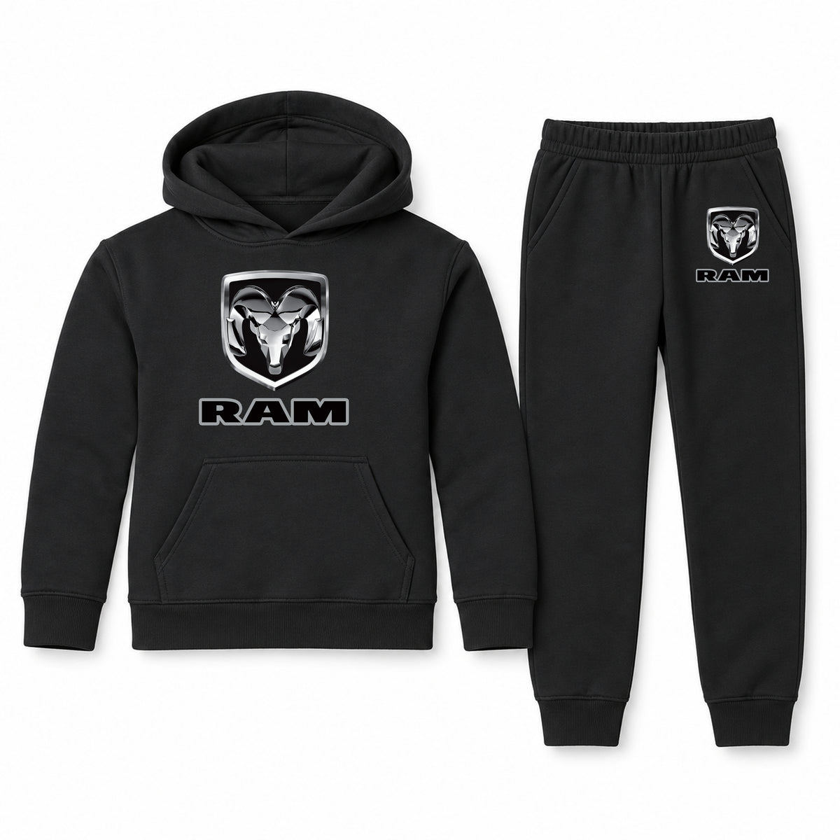 Ram youth hoodie jogger set, Black, Youth Large ages 10–12