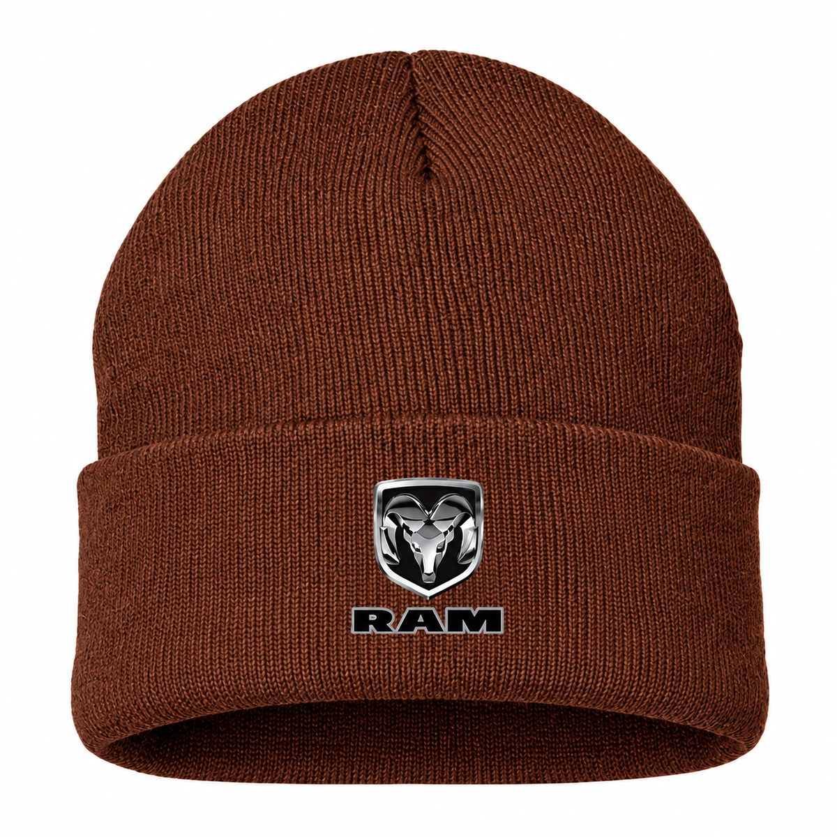 Ram Beanie Hat — Brown — front main