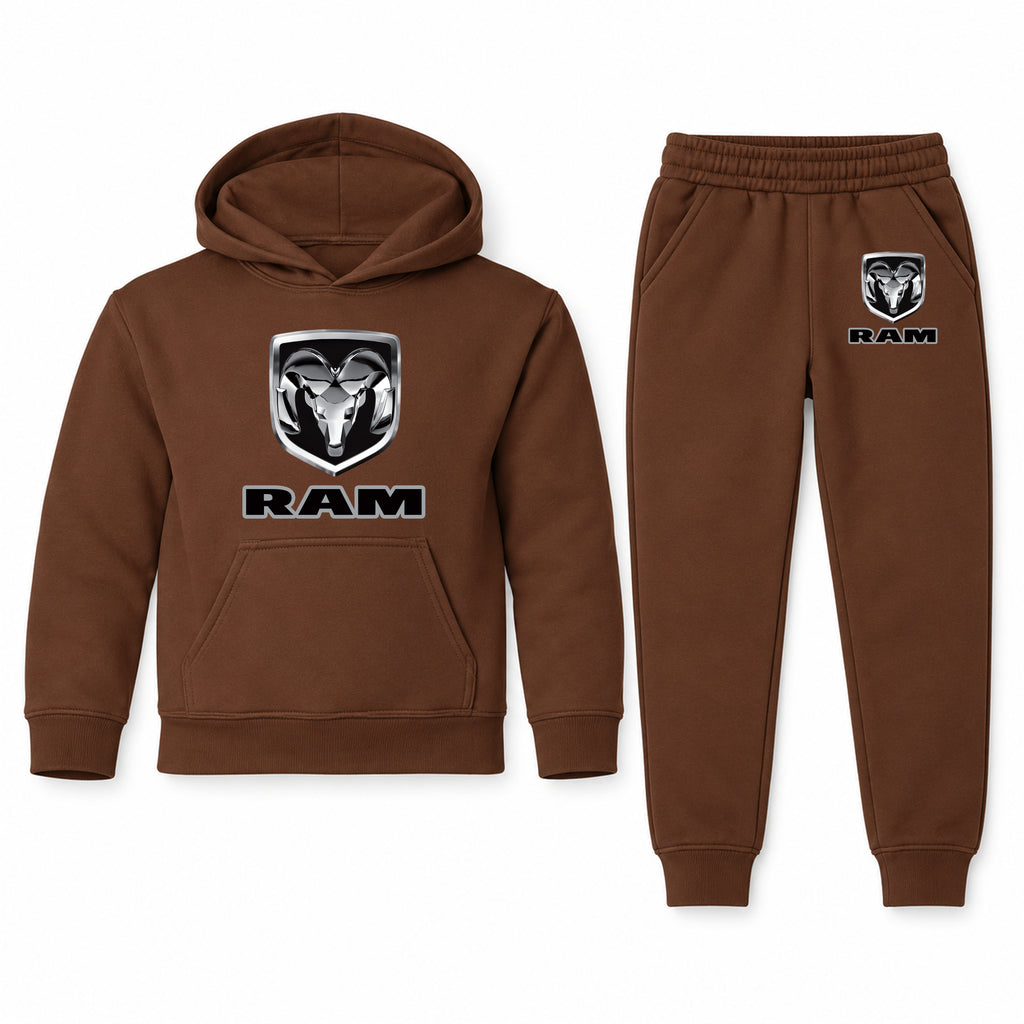 Ram youth hoodie jogger set, Brown, Youth Large ages 10–12