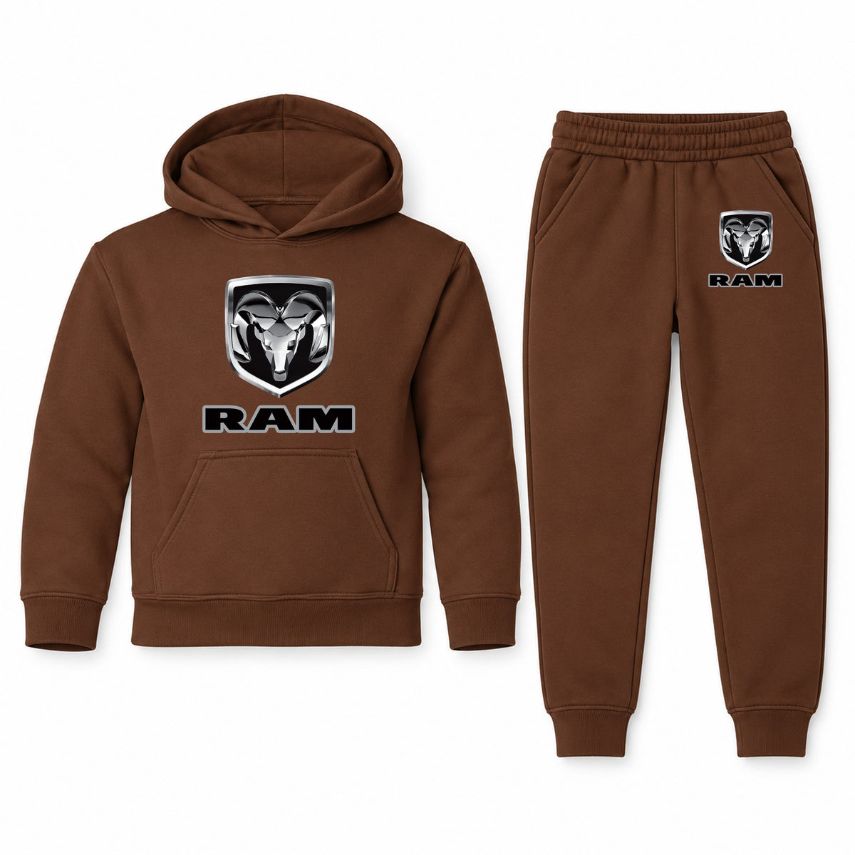 Ram youth hoodie jogger set, Brown, Youth Large ages 10–12