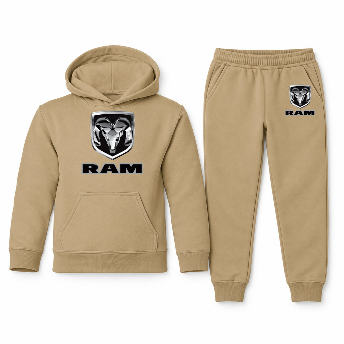 Ram youth hoodie jogger set, Khaki, Youth Large ages 10–12