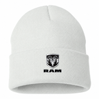 Ram Beanie Hat — White — front main