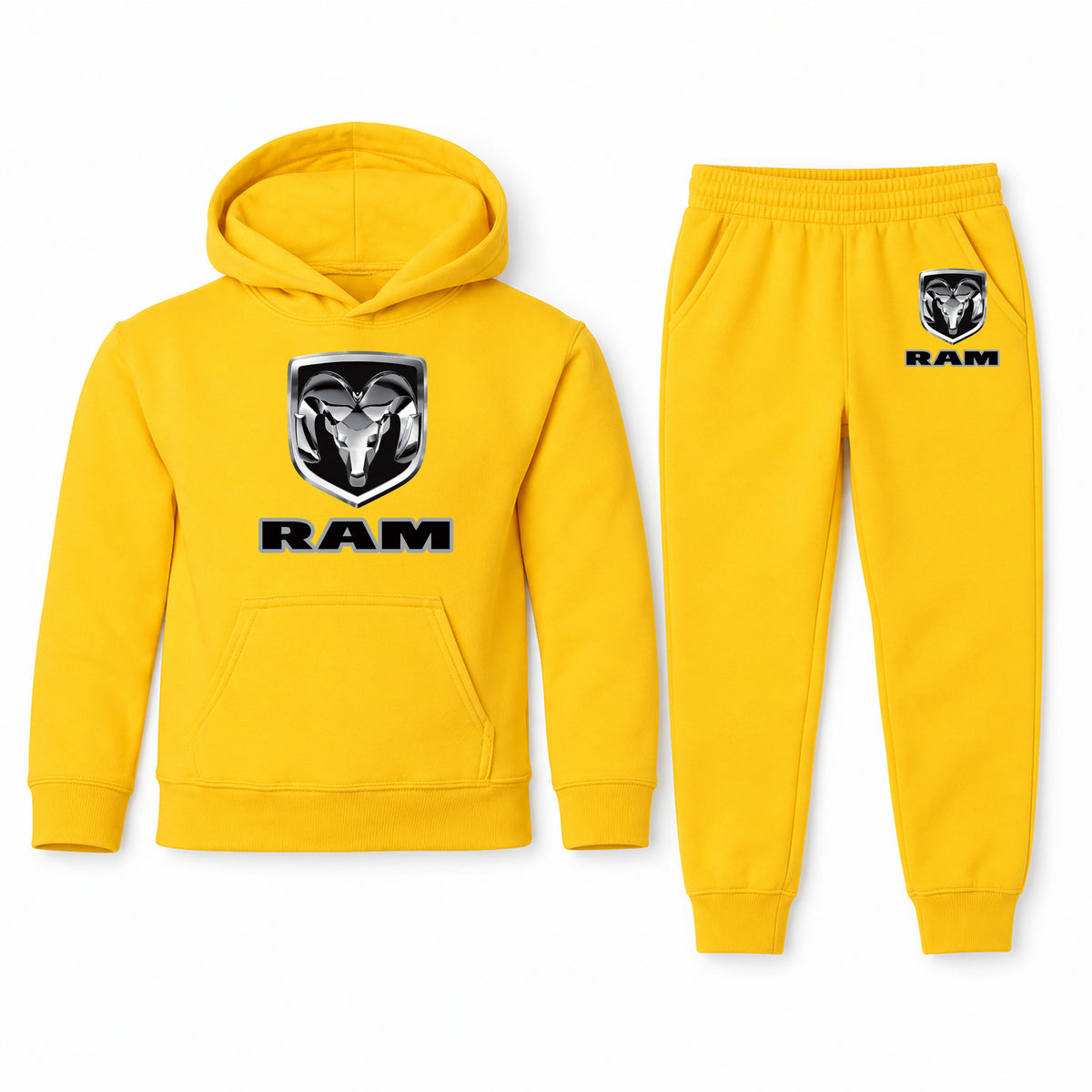 Ram youth hoodie jogger set, Yellow, Youth Large ages 10–12