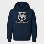 Ram youth pullover hoodie — Navy front