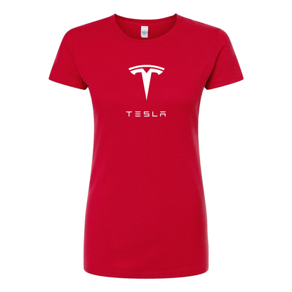 Women’s Tesla Motorsports Car Round Neck T-Shirt