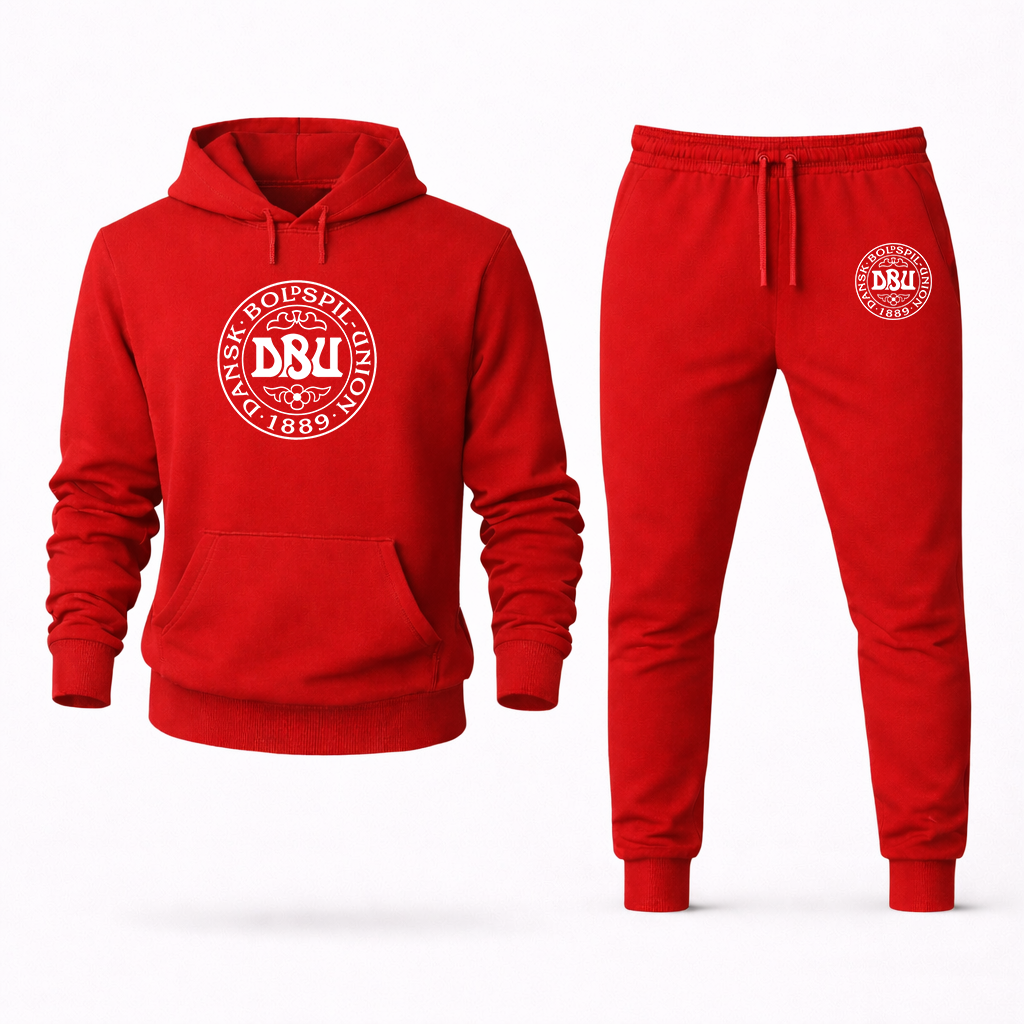 Men's Denmark Soccer Soccer Logo Hoodie Joggers Set