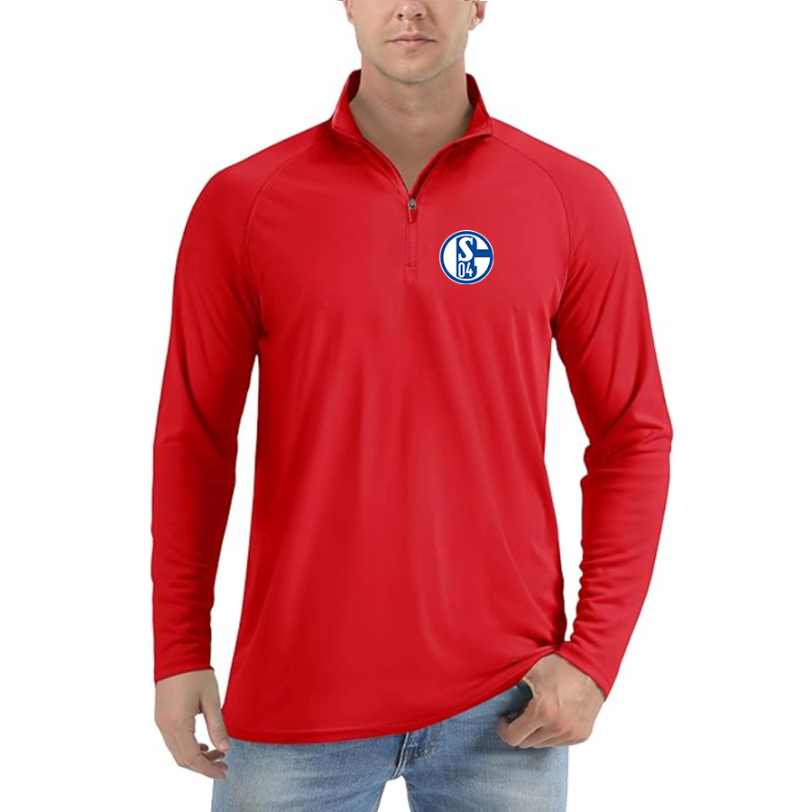 Men’s  Schalke 04 FC - Lightweight Quarter-Zip Athletic Shirt – Long Sleeve Performance Wear
