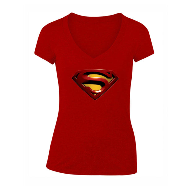 Women's Superman Superhero V-Neck T-Shirt