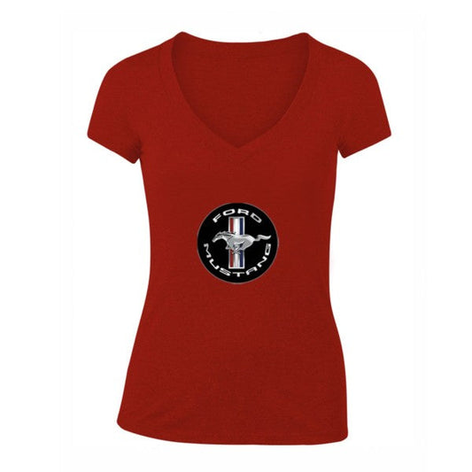 Women's Ford Mustang Motorsport Car V-Neck T-Shirt