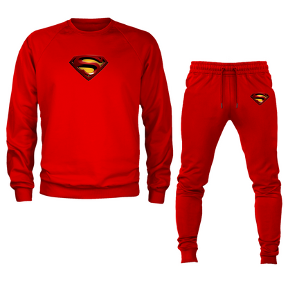 Men's Superman Superhero Crewneck Sweatshirt Joggers Suit