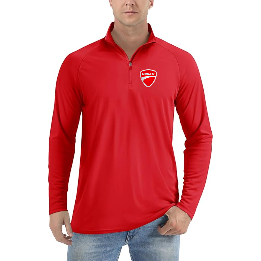 Men’s Ducati Motorcycle - Lightweight Quarter-Zip Athletic Shirt – Long Sleeve Polyester Wear