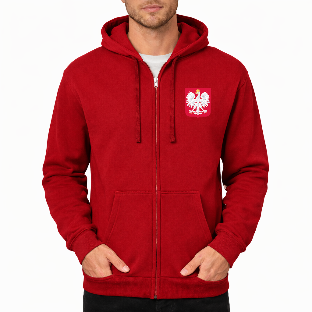 Men's Poland National Soccer Team Zipper Hoodie