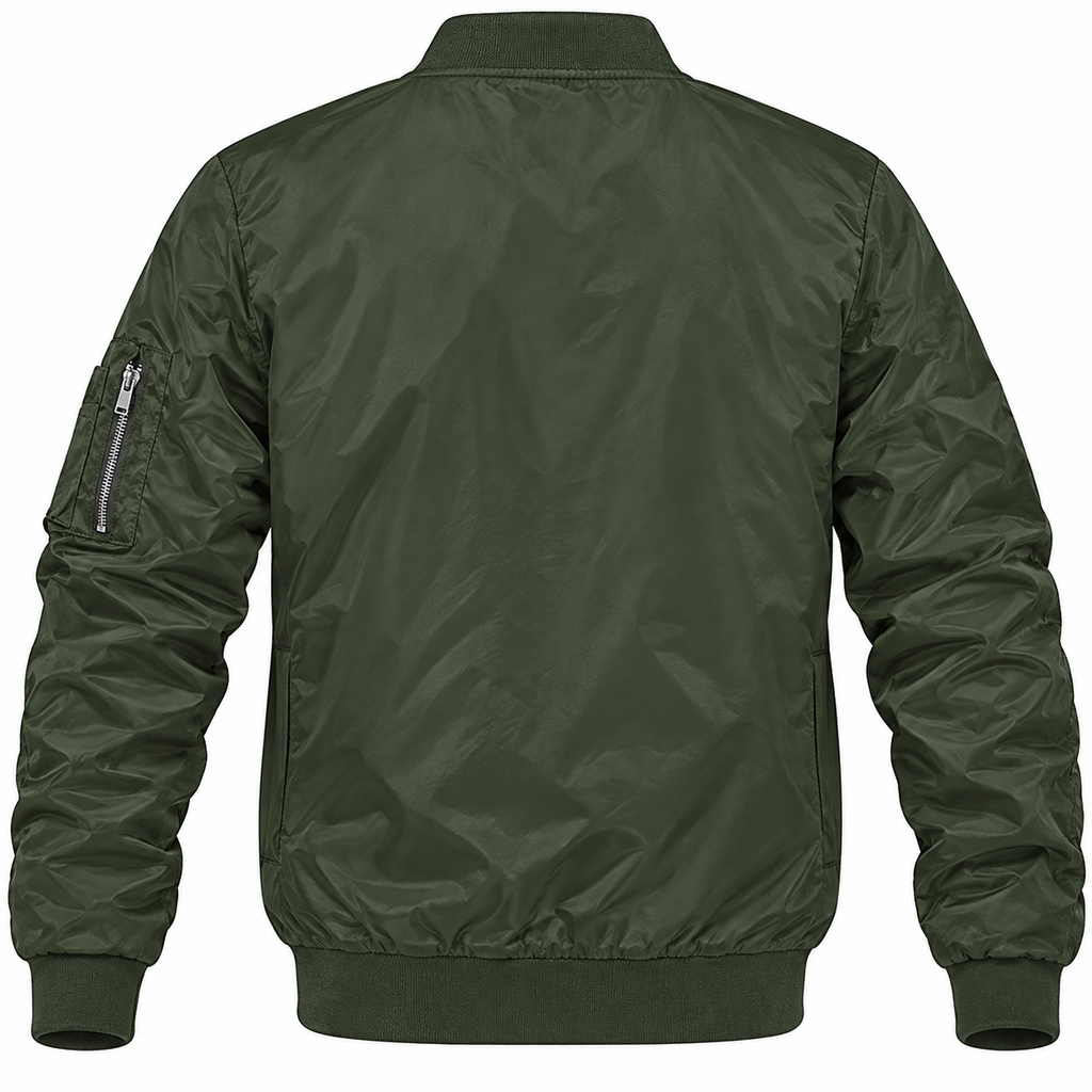 Rolls Royce army green bomber jacket back product view | color: army green |