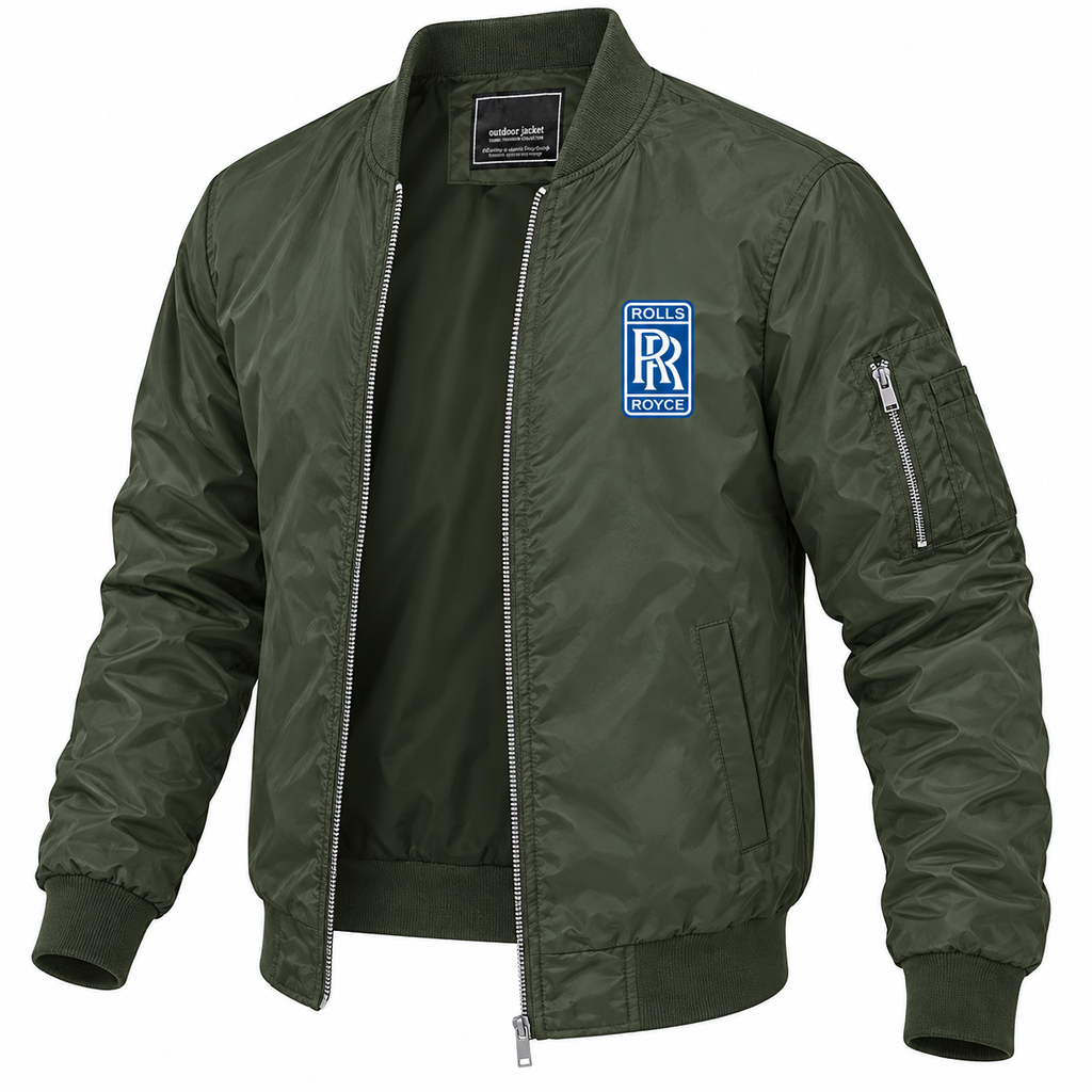 Rolls Royce army green bomber jacket angled product view | color: army green |