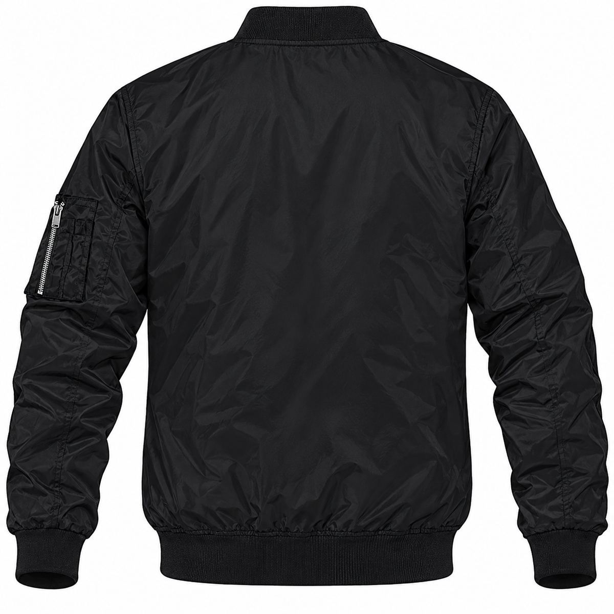 Rolls Royce black bomber jacket back product view | color: black |