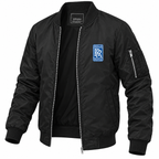 Rolls Royce black bomber jacket angled product view | color: black |