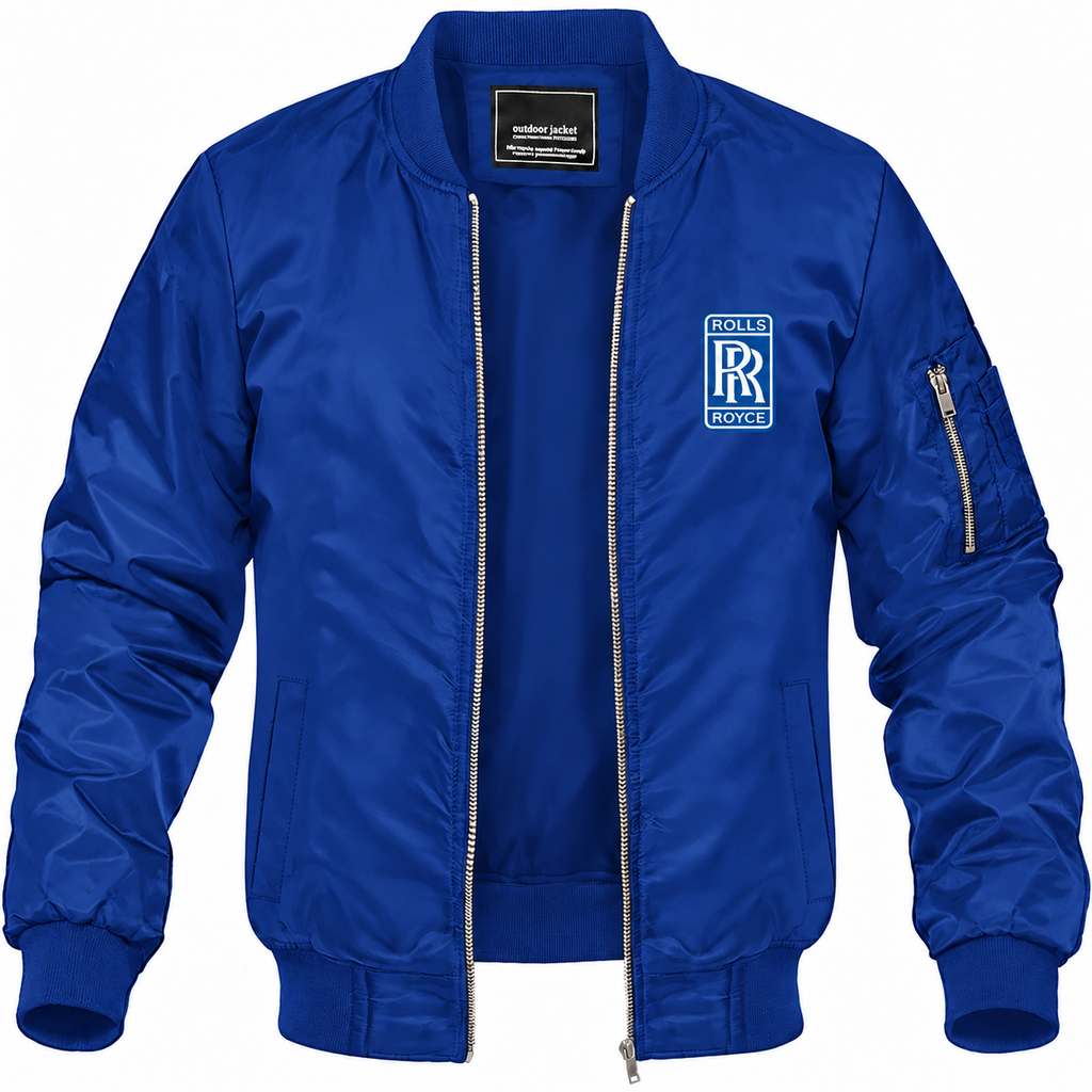 Rolls Royce blue bomber jacket front product photo | color: blue |