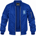 Rolls Royce blue bomber jacket front product photo | color: blue |