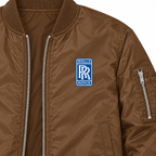 Rolls Royce brown bomber jacket chest print detail | color: brown |