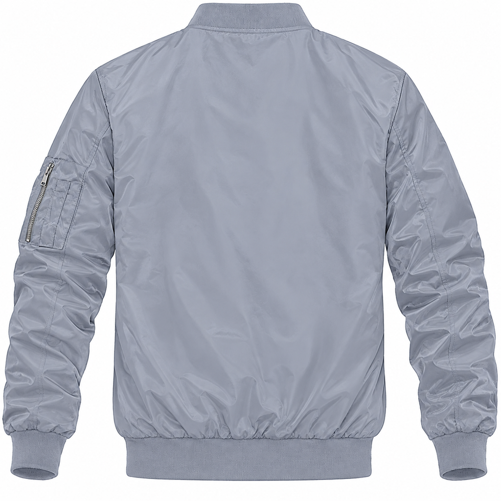 Rolls Royce grey bomber jacket back product view | color: grey |