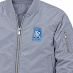 Rolls Royce grey bomber jacket chest print detail | color: grey |