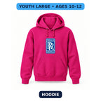 Rolls Royce - Youth Large Hoodie (Ages 10–12) | Color: Hot Pink