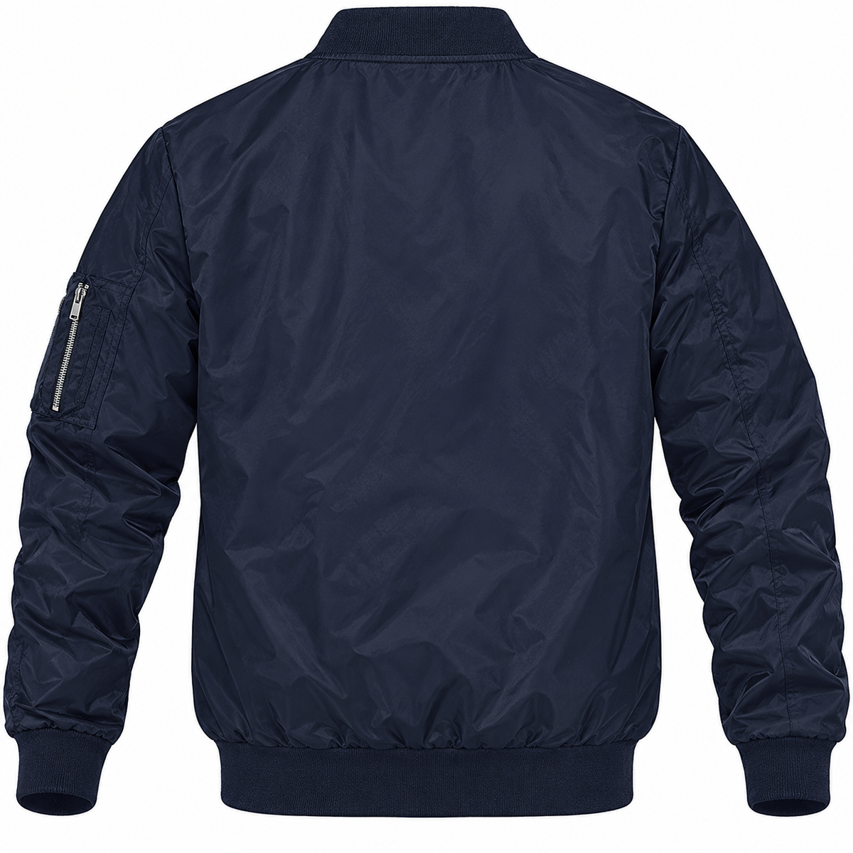 Rolls Royce navy bomber jacket back product view | color: navy |