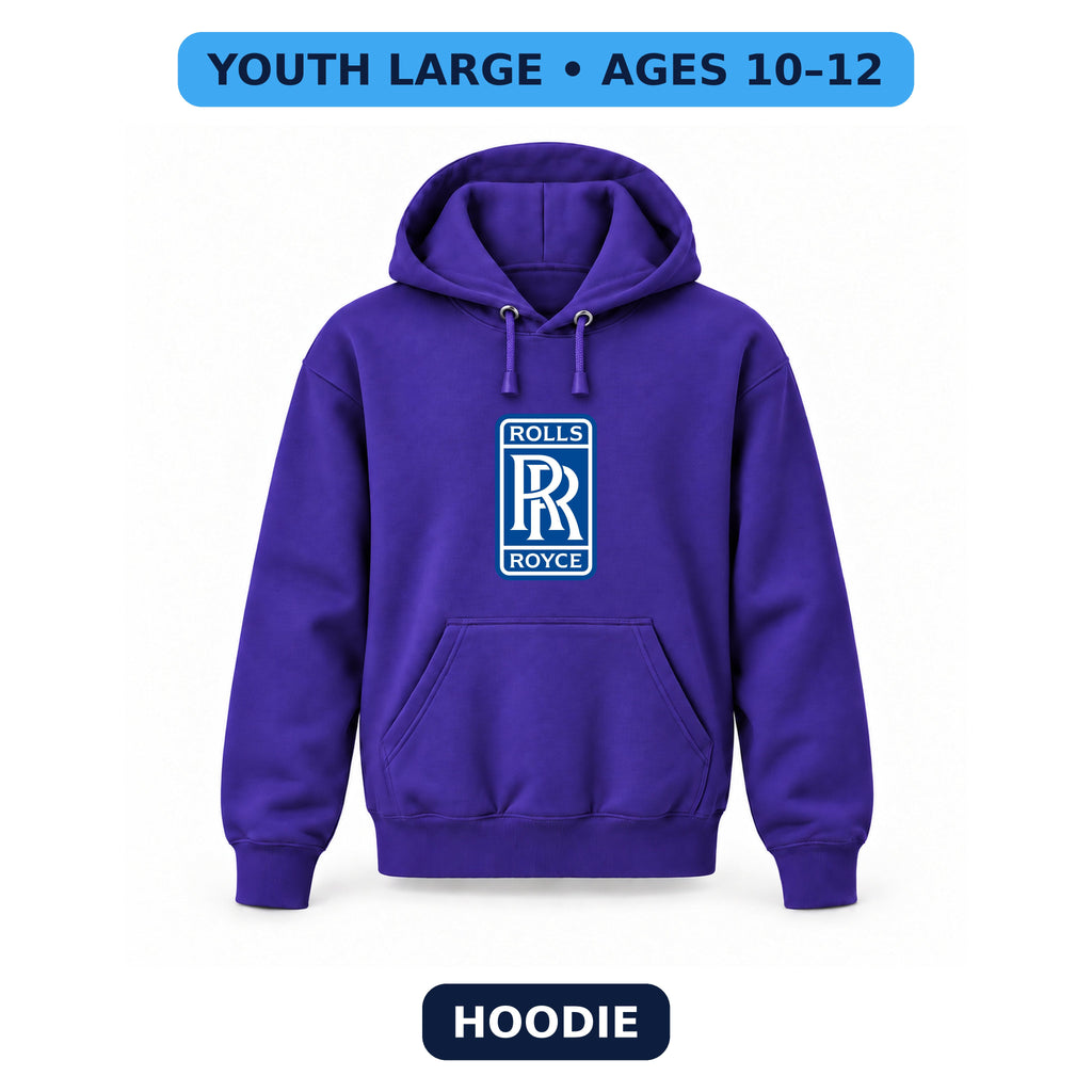 Rolls Royce - Youth Large Hoodie (Ages 10–12) | Color: Purple