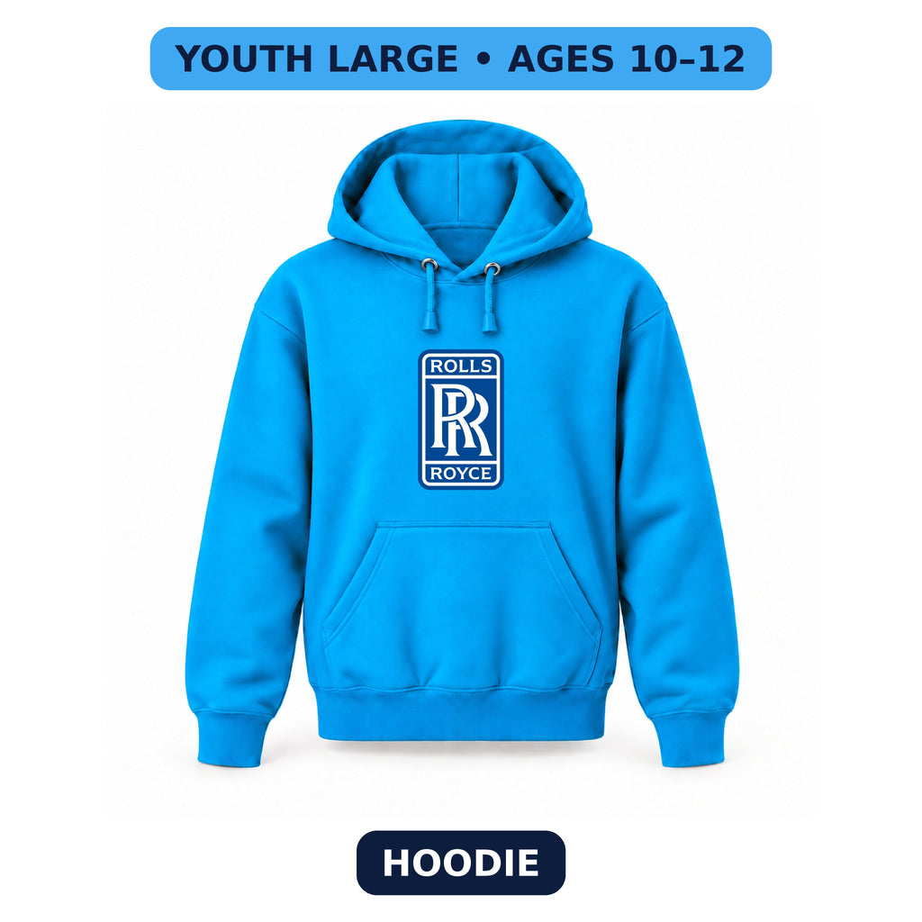 Rolls Royce - Youth Large Hoodie (Ages 10–12) | Color: Turquoise