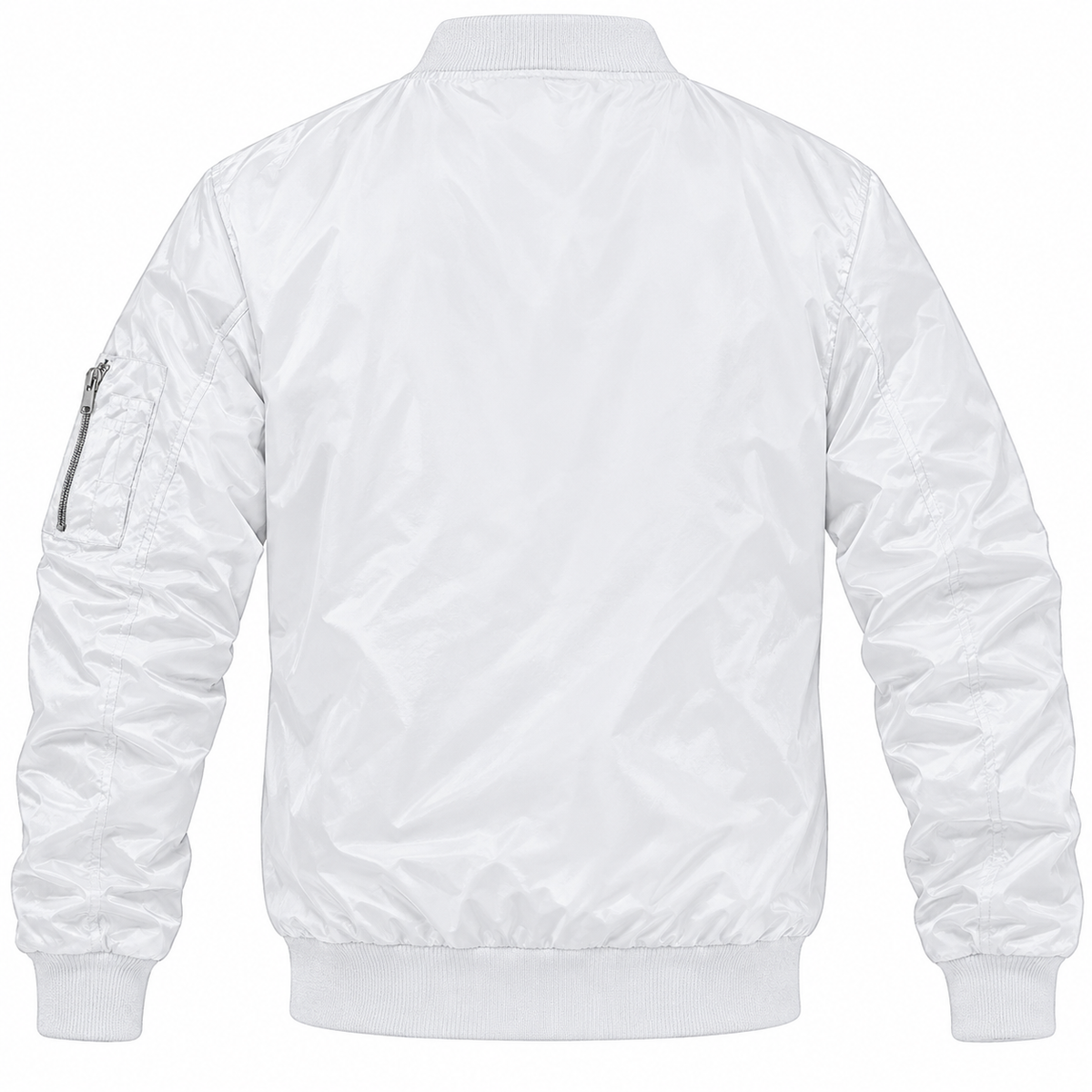 Rolls Royce white bomber jacket back product view | color: white |
