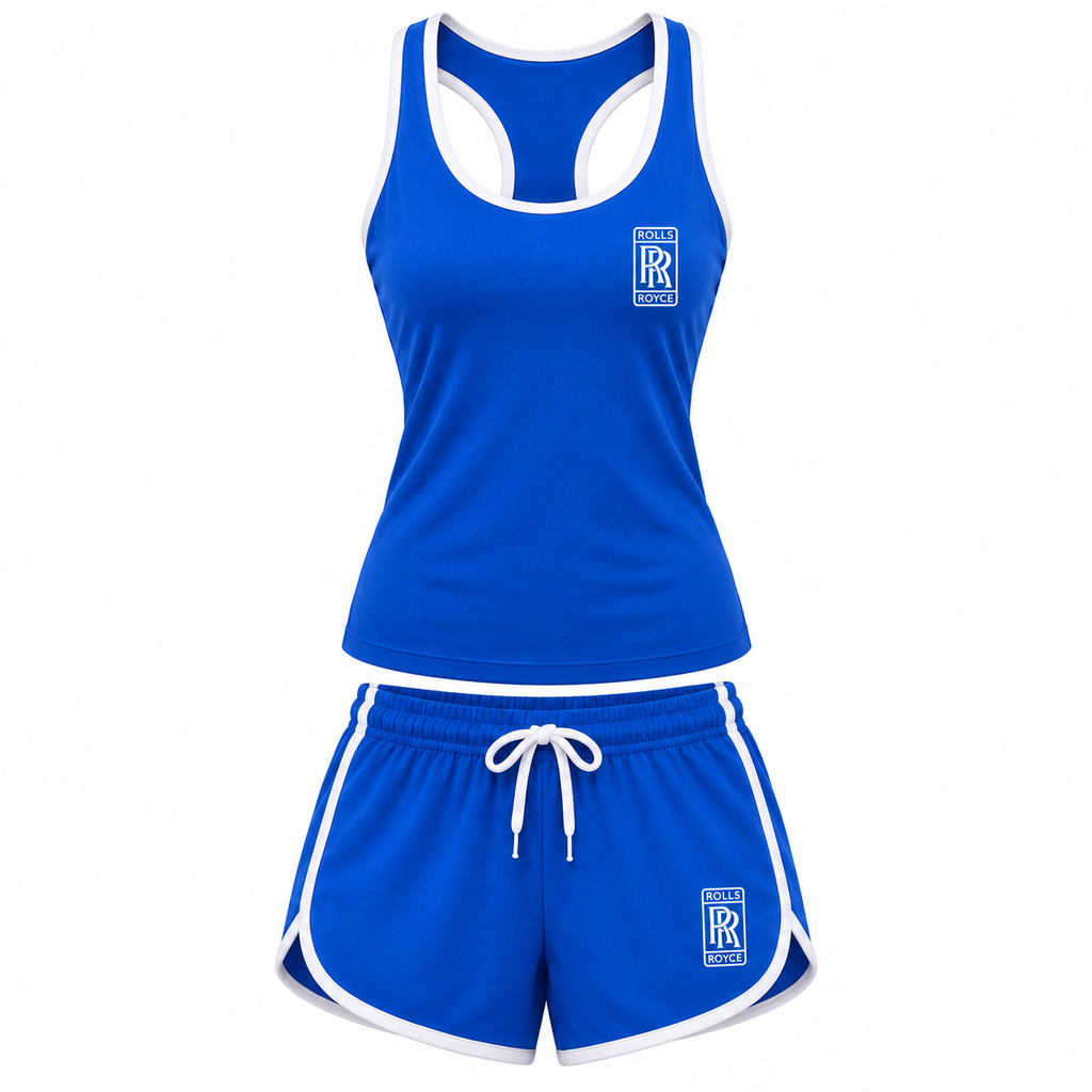 Women's Rolls Royce tanktop and shorts set Blue front
