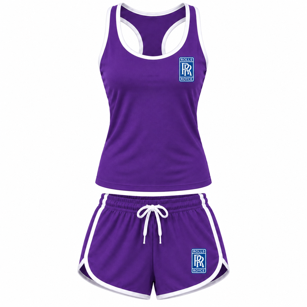Women's Rolls Royce tanktop and shorts set Purple front