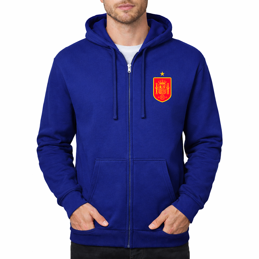 Men's Spain Red Logo National Soccer Team Zipper Hoodie
