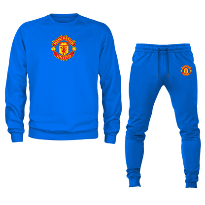 Men’s Manchester United Soccer Soccer Logo Crewneck Sweatshirt Joggers Suit