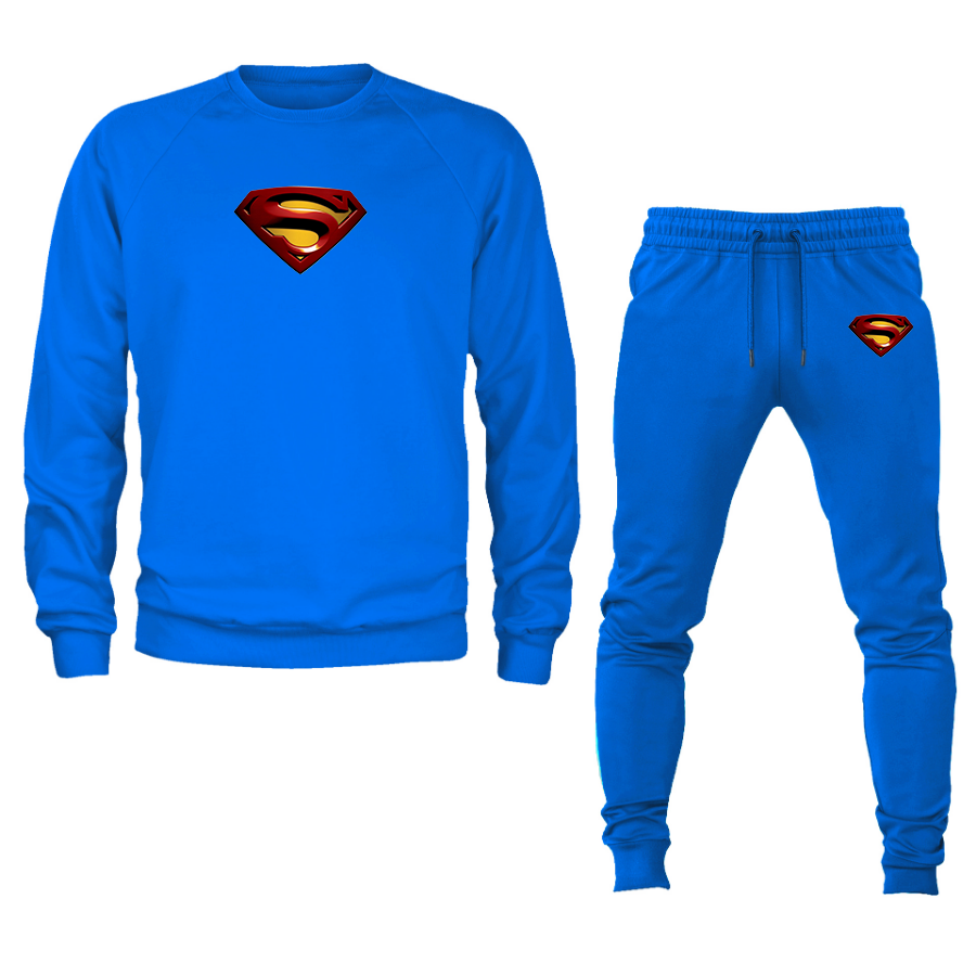 Men's Superman Superhero Crewneck Sweatshirt Joggers Suit