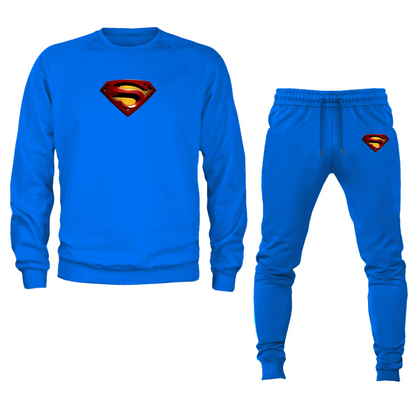 Men's Superman Superhero Crewneck Sweatshirt Joggers Suit