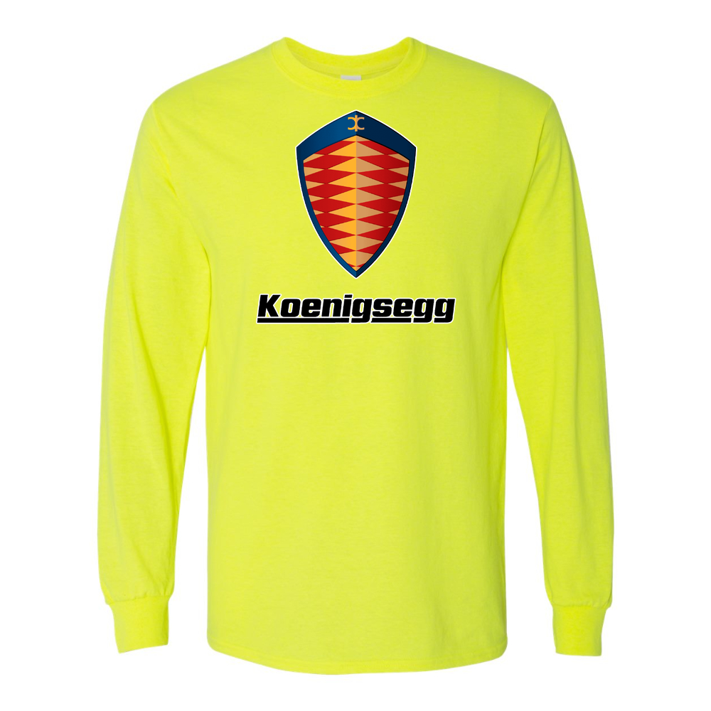 Men’s Koenigsegg Car Cotton Long Sleeve T-Shirt | Color: Safety Green | Original artwork