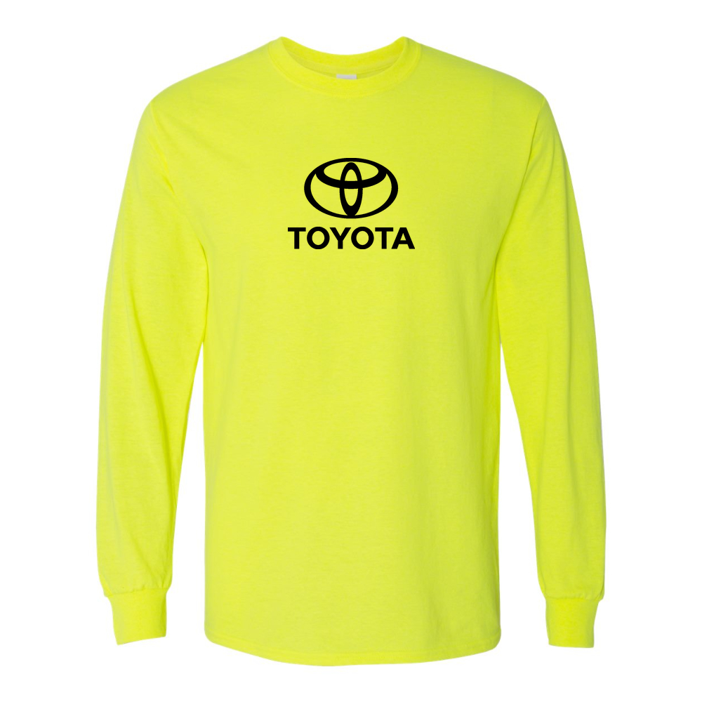 Men’s Toyota Car Cotton Long Sleeve T-Shirt | Color: Safety Green | Original artwork