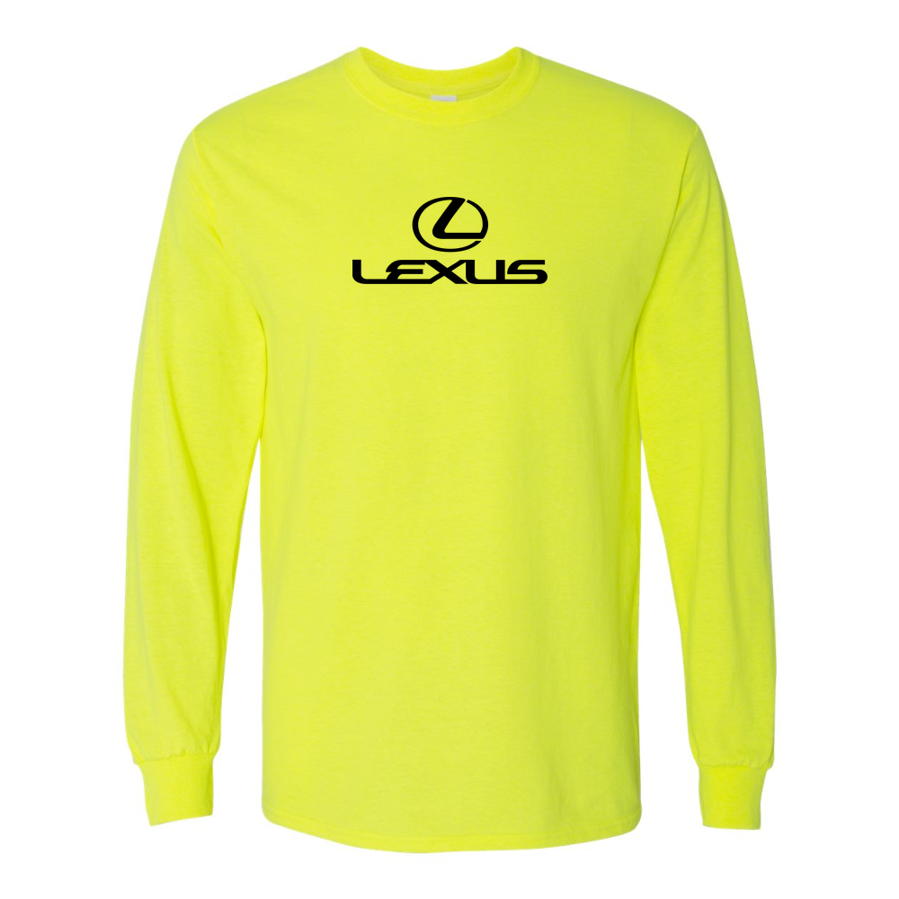 Men’s Lexus Car Cotton Long Sleeve T-Shirt | Color: Safety Green | Original artwork