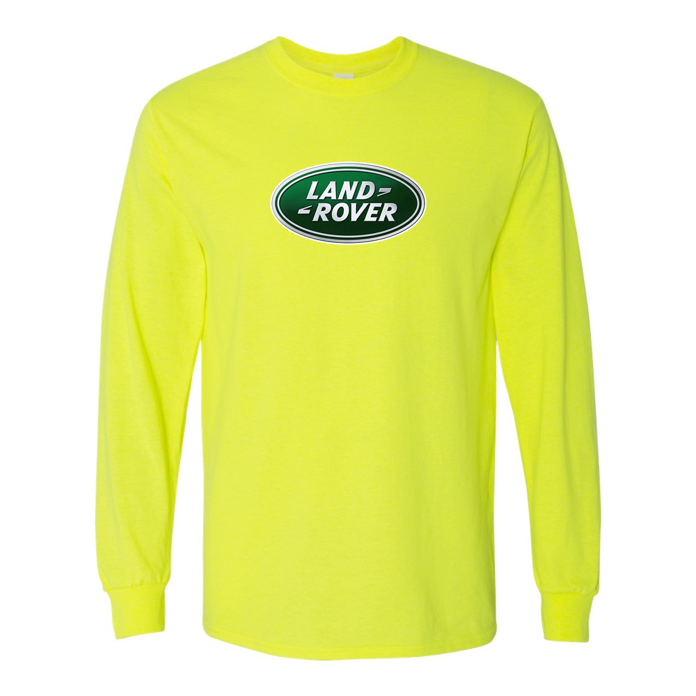 Men’s Land Rover Car Cotton Long Sleeve T-Shirt | Color: Safety Green | Original artwork