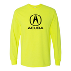 Men’s Acura Car Cotton Long Sleeve T-Shirt | Color: Safety Green | Original artwork
